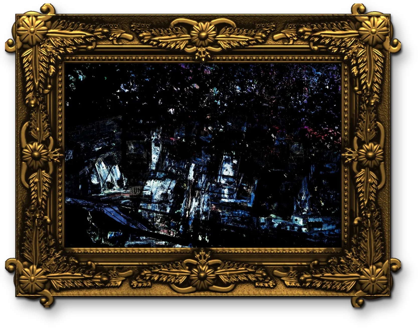 Village At Night, framed